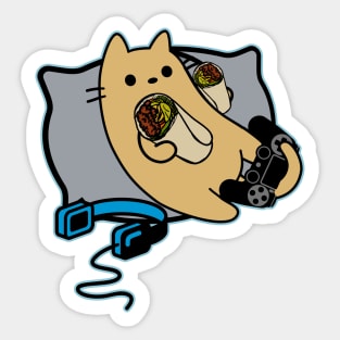 Gamer Cat Burrito Game Loading Paused Sticker